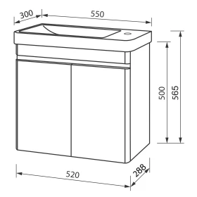 Фото 2 Тумба підвісна VIVACE білий глянець ТП-1 55 з умивальником VIVACE  Фото 2 Тумба підвісна VIVACE білий глянець ТП-1 55 з умивальником VIVACE