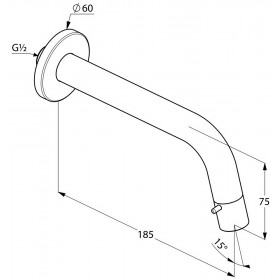 Фото 1 KLUDI BOZZ настенный кран с управлением в изливе, вынос 185 мм Фото 1 KLUDI BOZZ настенный кран с управлением в изливе, вынос 185 мм