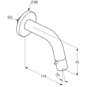 Фото 1 KLUDI BOZZ настенный кран с управлением в изливе, вынос 110 мм Фото 1 KLUDI BOZZ настенный кран с управлением в изливе, вынос 110 мм