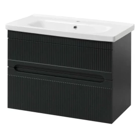 Фото Тумба підвісна Aria антрацит матова ТПБ-2Д 65 з умивальником Fenova Фото Тумба підвісна Aria антрацит матова ТПБ-2Д 65 з умивальником Fenova