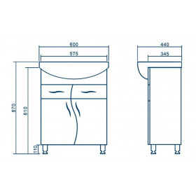 Фото 1 Тумба с умывальником АРИАЛ Волна Изео 60 Т-5 Фото 1 Тумба с умывальником АРИАЛ Волна Изео 60 Т-5