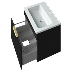 Фото 1 Тумба підвісна MIRATER Адель 60 з умивальником Родео 60, чорна