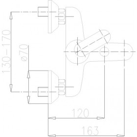 Фото 1 584-030-00 CYRKON Смеситель для ванны настенный, L=163 мм (ручка Decorum)