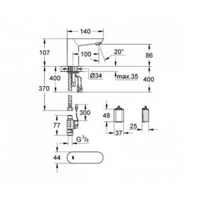 Фото 2 Смеситель для умывальника Grohe Euroeco Cosmo Е сенсорный, бесконтактный (36271000)