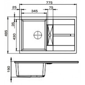 Фото 1 Кухонная мойка Granado VALENCIA black shine (780*500mm.)