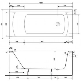 Фото 4 Ванна акриловая Cersanit Korat 150 + ножки