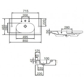 Фото 1 Умывальник Roca Meridian-N 85 (32724M000)