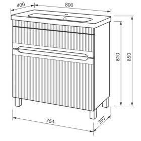 Фото 2 Тумба підлогова Aria МОККО матова ТНБ-2Д 80 з умивальником Fenova