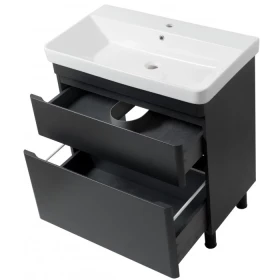 Фото 2 Тумба з раковиною ЮВВІС VIVACE 80 ТНБ-2 Д Антрацит МАТ