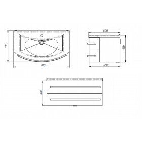 Фото 1 Тумба Botticelli Vanessa Vn-90 оливковый с умывальником Domenika-900