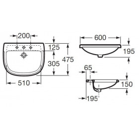 Фото 2 Умывальник под столешницу Roca Dama 60см (325324001)