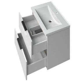 Фото 1 Тумба підвісна MIRATER Фест 60 з умивальником Глорія 60, біла