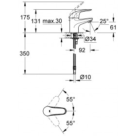Фото 1 32734000 Euroeco Смеситель однорычажный для раковины DN 15 S-Size