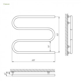 Фото 1 Полотенцесушитель Laris Змейка 25 РС3 Электро 600х500