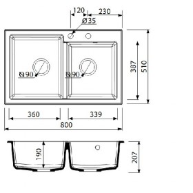 Фото 1 Кухонная мойка Marmorin Debra белый (436 203 006)