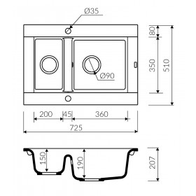 Фото 1 Кухонная мойка Marmorin Voga коричневый (712 503 004)