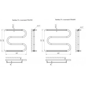 Фото 1 Полотенцесушитель Mario Змейка 30 500х600 с полочкой