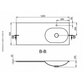 Фото 5 Умывальник Miraggio NEW YORK R Глянец Прямоугольный Накладной 