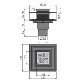 Фото 1 Сливной трап Alcaplast APV2324 105x105/50 мм