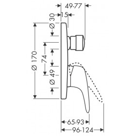 Фото 1 Внешняя часть встр.смесителя для ванны/душа Hansgrohe Metris E (31475000)