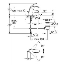 Фото 2 Смеситель для умывальника Grohe Eurosmart EcoJoy + сливной гарнитур (3292500E)