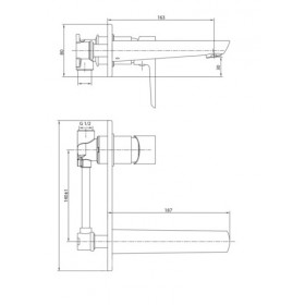 Фото 1 Смеситель для умывальника Imprese настенный BRECLAV (05245 VR-) хром, 35 мм