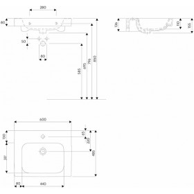 Фото 1 Kolo Modo умывальник 60 см, с отверстием (L31960000)