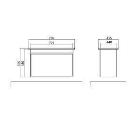 Фото 2 Тумба подвесная Akva Rodos Париж 75 Red с умывальником ARTE 75