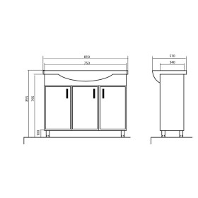 Фото 1 Тумба Аква Родос Эконом с умывальником Classic 80