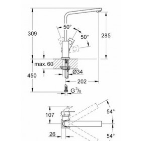 Фото 2 Смеситель Grohe Eurocube кухня (31255000)