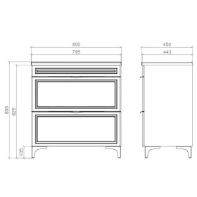 Фото 2 Тумба підлогова MIRATER Естель 80  з умивальником Родео 80, біла