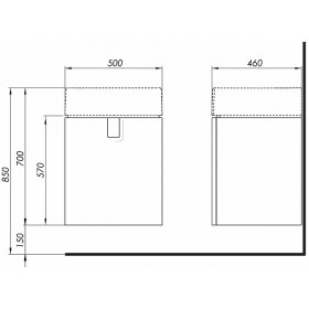 Фото 1 Kolo Twins Тумба под умывальник 50 см, серебряный графит (89484-000)