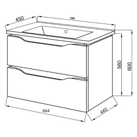 Фото 1 Тумба підвісна "LIGA AIR" 70  вст. мессина з умив "Albatross",70