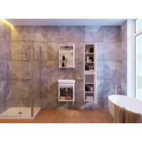 Фото 7 Зеркальный шкаф Livorno LvrMC-60 структурный белый