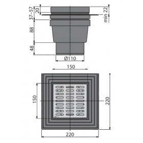 Фото 1 Сливной трап Alcaplast APV13 150x150/110 мм
