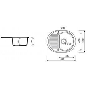Фото 2 Мойка кухонная Marmorin DURO 620х470 BLACK (130133002)