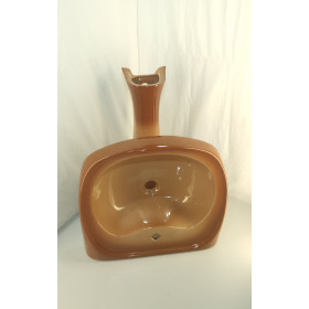 Фото 1 Умивальник ОВАЛЬНИЙ на постаменті (бежево - коричневий напил)  