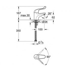 Фото 1 Смеситель для умывальника Grohe Euroeco Special локтевой (32789000)