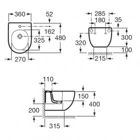 Фото 2 Биде подвесное Roca Meridian-N Compacto (357246000)
