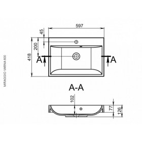 Фото 4 Умывальник Miraggio Varna 600 Глянец Прямоугольный Врезной