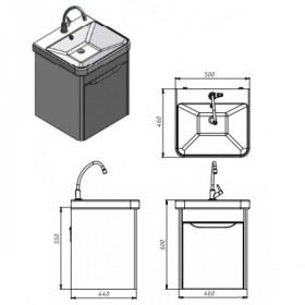 Фото 2 Тумба подвесная Ювента Livorno Lvr-50 структурный белый с умывальником Luxury-50
