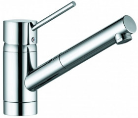Фото KLUDI SCOPE однорычажный кухонный смеситель, с выдвижным изливом, нержавеющая сталь