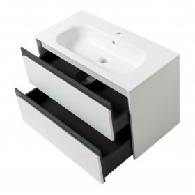 Фото 1 Тумба підвісна Stella антрацит глянець ТП-2Д 75 з умивальником  Stella