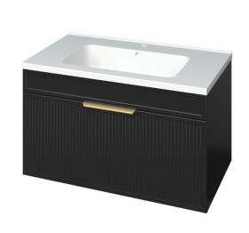 Фото Тумба підвісна MIRATER Адель 80 з умивальником Родео 80, чорна