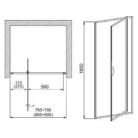 Фото 4 103-092112 Душевая дверь Aquaform NIGRA 90 Satinato