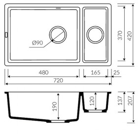 Фото 1 Кухонная мойка Marmorin Lando серый (709 503 003)
