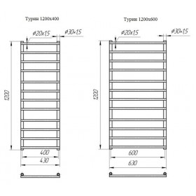 Фото 1 Полотенцесушитель Mario Турин 1200х400