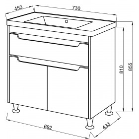 Фото 1 Тумба напольная 70 Валенсия белая ТН-3 (без умыв)