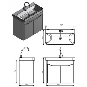 Фото 1 Тумба Ювента Livorno Lvr-70 белый с умывальником Luxury-70