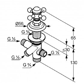 Фото 1 KLUDI ADLON вентиль на 2 положения , золото